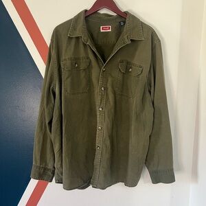 Wrangler Men's Green Khaki Button-Up Shirt Jacket